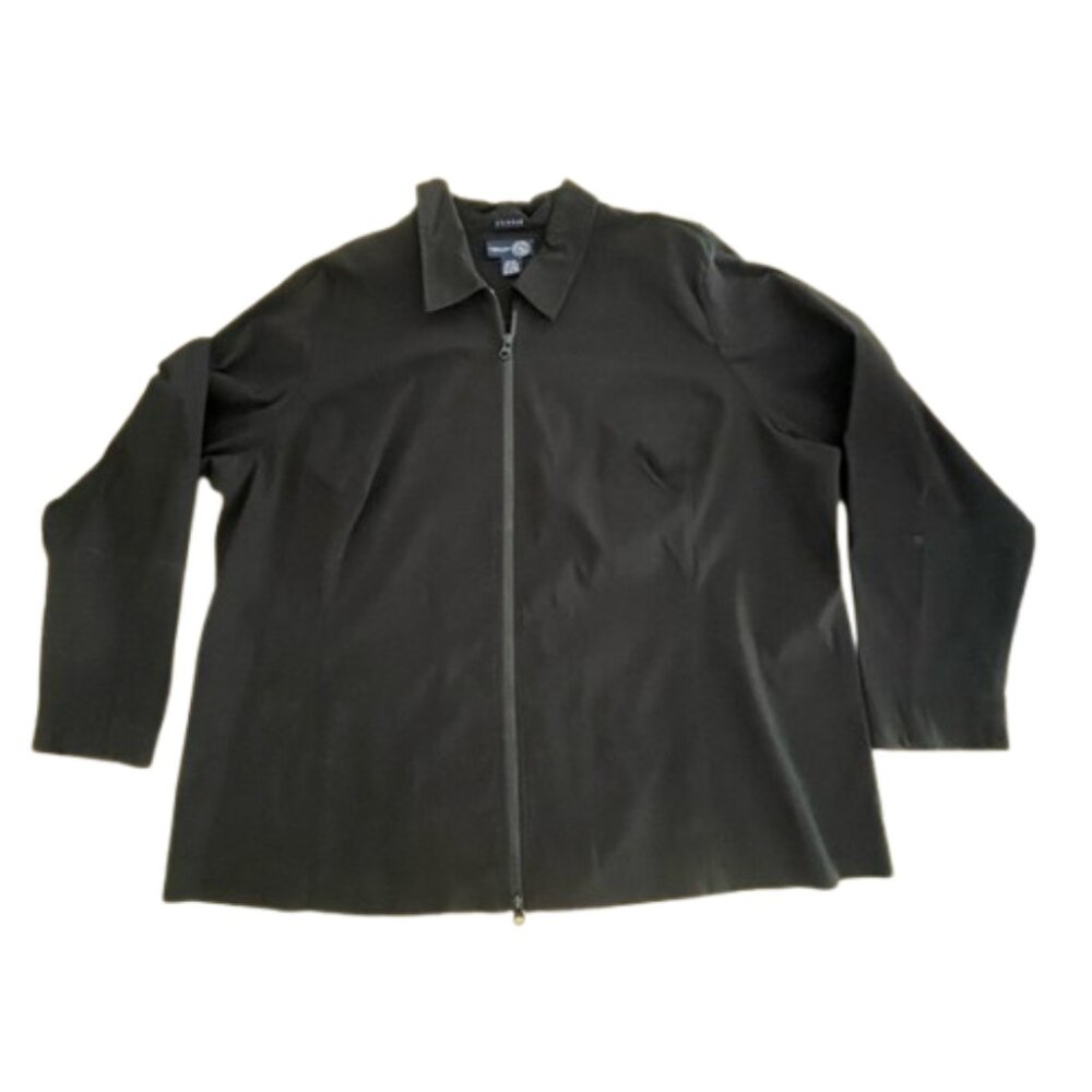 Venezia Jeans Black Zip-Front Stretch Jacket Plus Size 22 / 24 Slimming Minimast